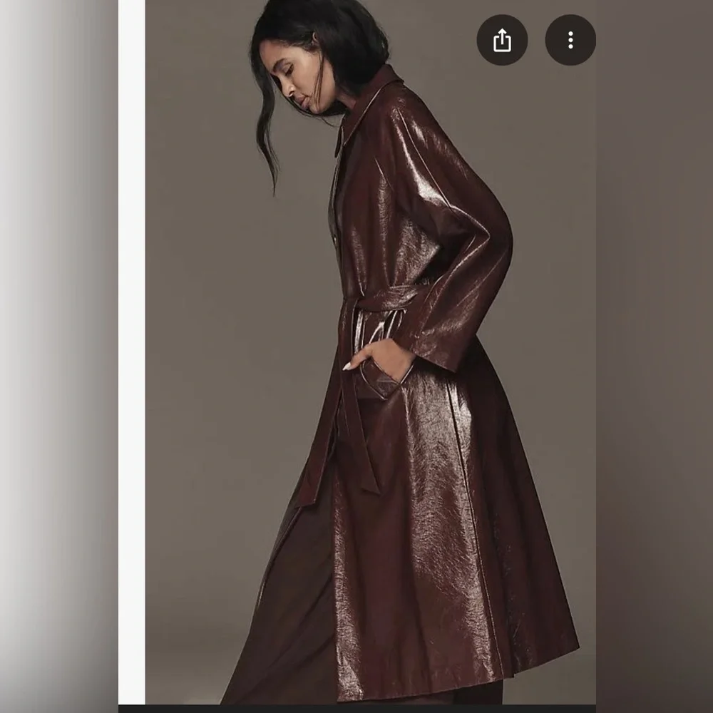 FRNCH Paris Halimi Patent Faux Leather Trench Coat - Picture 2 of 4